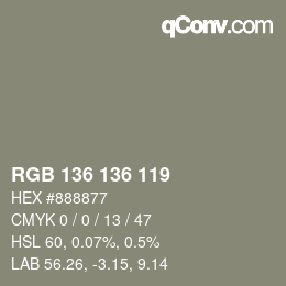 カラーコード: RGB 136 136 119 | qconv.com