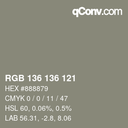Color code: RGB 136 136 121 | qconv.com