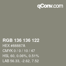 Código de color: RGB 136 136 122 | qconv.com
