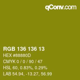 Color code: RGB 136 136 13 | qconv.com