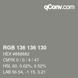 Color code: RGB 136 136 130 | qconv.com