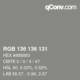 Color code: RGB 136 136 131 | qconv.com