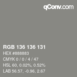 カラーコード: RGB 136 136 131 | qconv.com