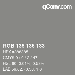 Color code: RGB 136 136 133 | qconv.com