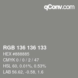 Code couleur: RGB 136 136 133 | qconv.com