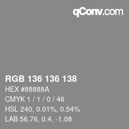 Color code: RGB 136 136 138 | qconv.com