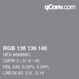 Código de color: RGB 136 136 140 | qconv.com