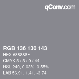 カラーコード: RGB 136 136 143 | qconv.com