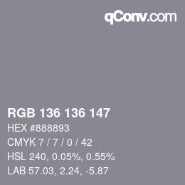 カラーコード: RGB 136 136 147 | qconv.com