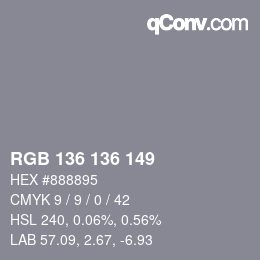 Color code: RGB 136 136 149 | qconv.com