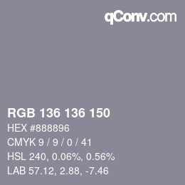 Color code: RGB 136 136 150 | qconv.com