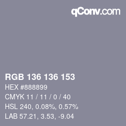 カラーコード: RGB 136 136 153 | qconv.com