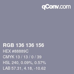 Color code: RGB 136 136 156 | qconv.com