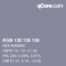 カラーコード: RGB 136 136 156 | qconv.com