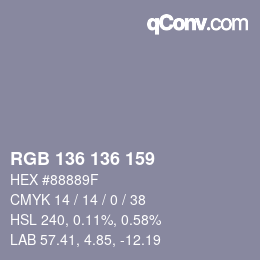 Color code: RGB 136 136 159 | qconv.com