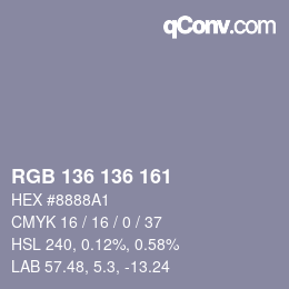 Farbcode: RGB 136 136 161 | qconv.com