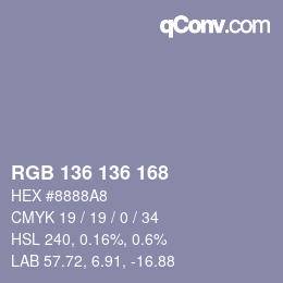 カラーコード: RGB 136 136 168 | qconv.com