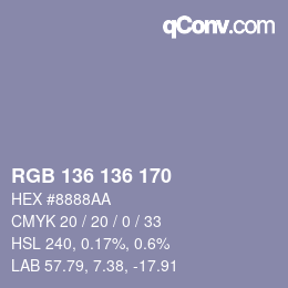 Farbcode: RGB 136 136 170 | qconv.com