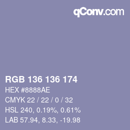 Color code: RGB 136 136 174 | qconv.com