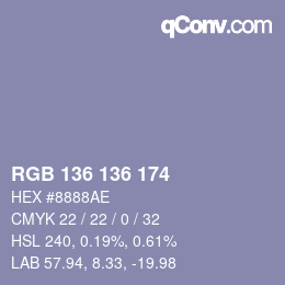 Código de color: RGB 136 136 174 | qconv.com