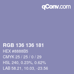 Código de color: RGB 136 136 181 | qconv.com