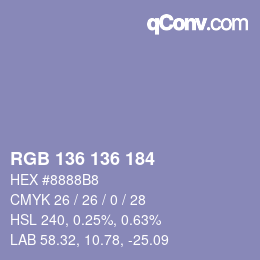 カラーコード: RGB 136 136 184 | qconv.com