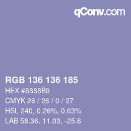 カラーコード: RGB 136 136 185 | qconv.com
