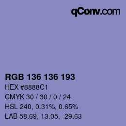 Color code: RGB 136 136 193 | qconv.com