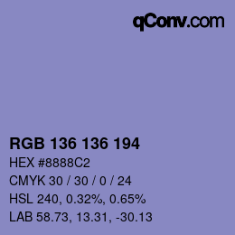 Color code: RGB 136 136 194 | qconv.com