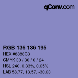 Color code: RGB 136 136 195 | qconv.com