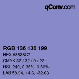 カラーコード: RGB 136 136 199 | qconv.com