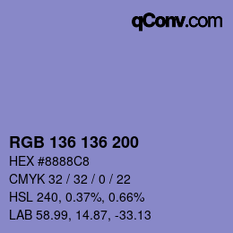 Color code: RGB 136 136 200 | qconv.com