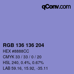 カラーコード: RGB 136 136 204 | qconv.com