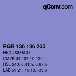 Color code: RGB 136 136 205 | qconv.com