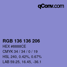 Color code: RGB 136 136 206 | qconv.com