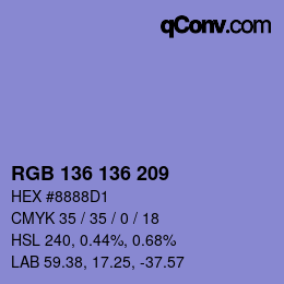 Code couleur: RGB 136 136 209 | qconv.com