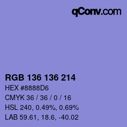 Color code: RGB 136 136 214 | qconv.com