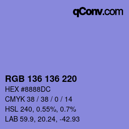 Farbcode: RGB 136 136 220 | qconv.com