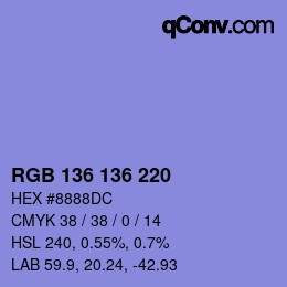 Color code: RGB 136 136 220 | qconv.com