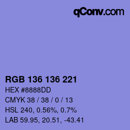 Color code: RGB 136 136 221 | qconv.com