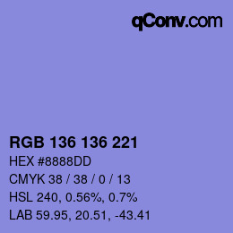 カラーコード: RGB 136 136 221 | qconv.com