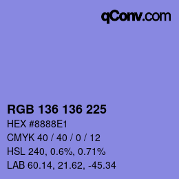 Code couleur: RGB 136 136 225 | qconv.com