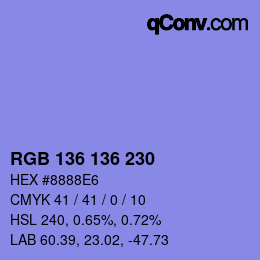 Código de color: RGB 136 136 230 | qconv.com