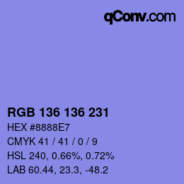 Farbcode: RGB 136 136 231 | qconv.com
