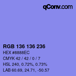 Farbcode: RGB 136 136 236 | qconv.com