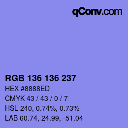 颜色代码: RGB 136 136 237 | qconv.com