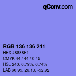 Farbcode: RGB 136 136 241 | qconv.com