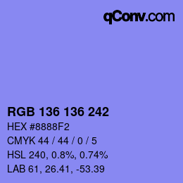 Color code: RGB 136 136 242 | qconv.com