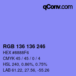 Código de color: RGB 136 136 246 | qconv.com