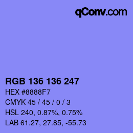 Código de color: RGB 136 136 247 | qconv.com